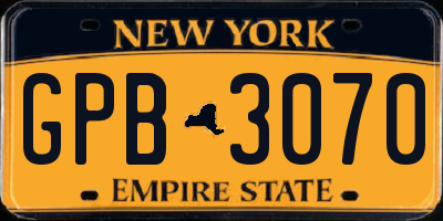 NY license plate GPB3070