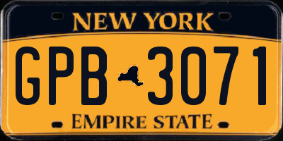 NY license plate GPB3071