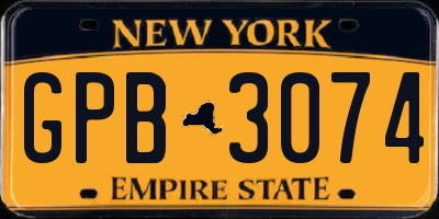NY license plate GPB3074