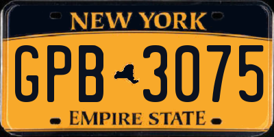 NY license plate GPB3075