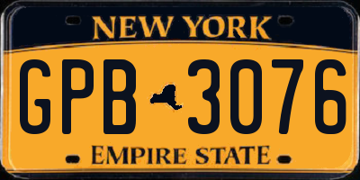 NY license plate GPB3076
