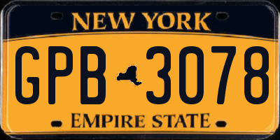 NY license plate GPB3078