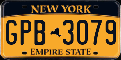 NY license plate GPB3079