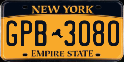 NY license plate GPB3080