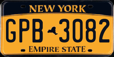 NY license plate GPB3082