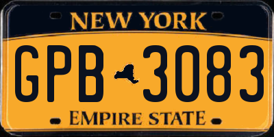 NY license plate GPB3083