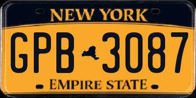 NY license plate GPB3087