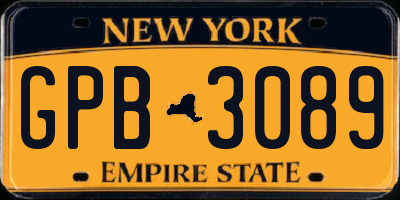 NY license plate GPB3089
