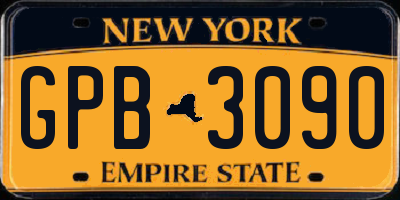 NY license plate GPB3090