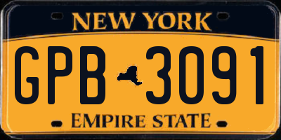 NY license plate GPB3091