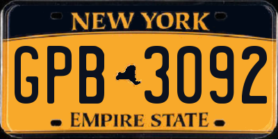 NY license plate GPB3092