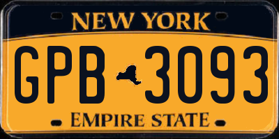NY license plate GPB3093