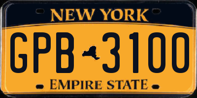 NY license plate GPB3100