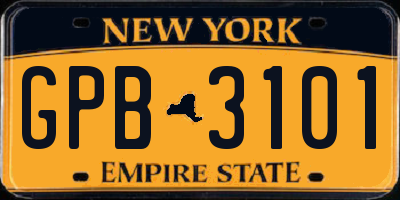 NY license plate GPB3101
