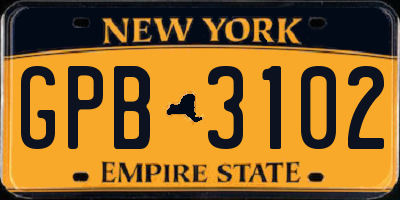 NY license plate GPB3102