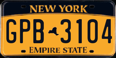 NY license plate GPB3104