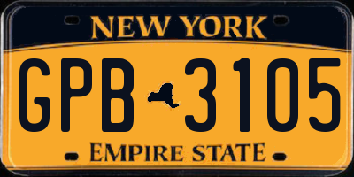 NY license plate GPB3105