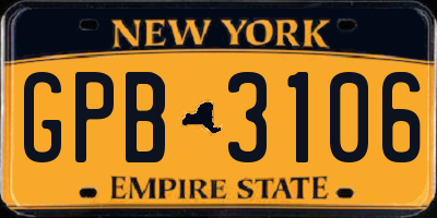 NY license plate GPB3106