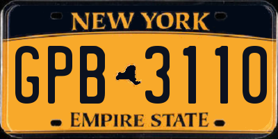 NY license plate GPB3110