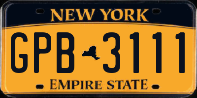 NY license plate GPB3111