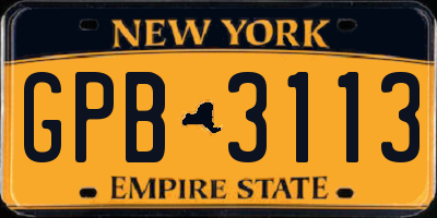 NY license plate GPB3113