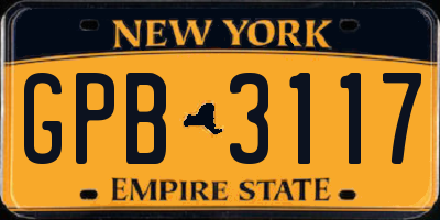 NY license plate GPB3117
