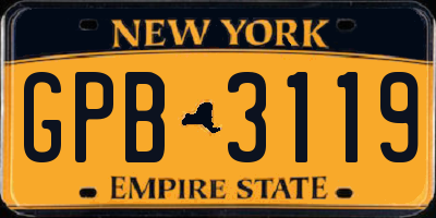 NY license plate GPB3119