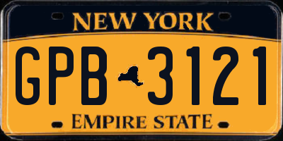 NY license plate GPB3121