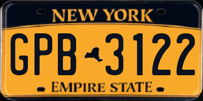 NY license plate GPB3122