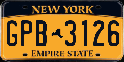 NY license plate GPB3126