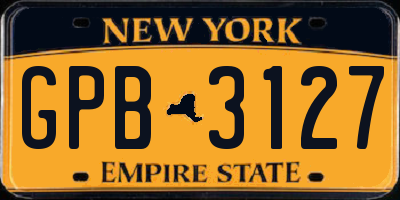 NY license plate GPB3127