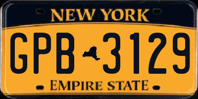 NY license plate GPB3129