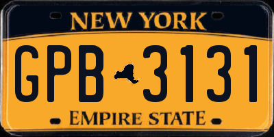 NY license plate GPB3131