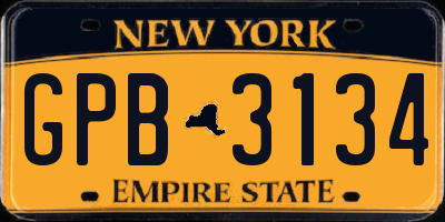 NY license plate GPB3134