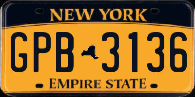 NY license plate GPB3136