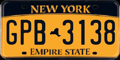 NY license plate GPB3138