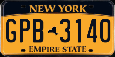 NY license plate GPB3140