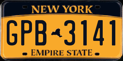NY license plate GPB3141