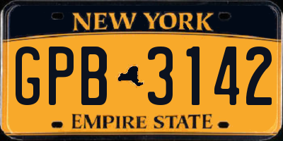 NY license plate GPB3142