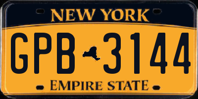 NY license plate GPB3144