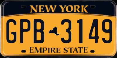 NY license plate GPB3149