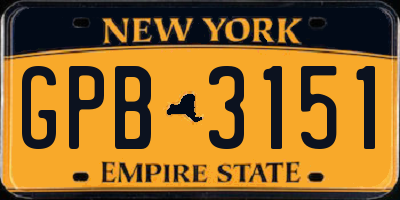 NY license plate GPB3151