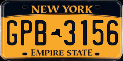 NY license plate GPB3156