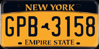 NY license plate GPB3158