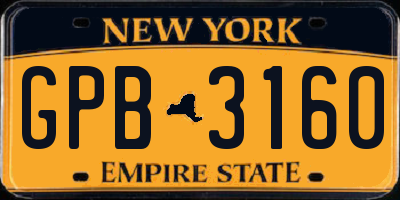 NY license plate GPB3160