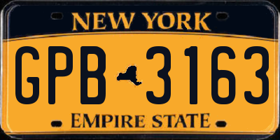 NY license plate GPB3163