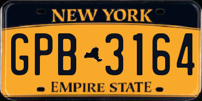 NY license plate GPB3164