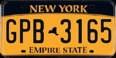 NY license plate GPB3165