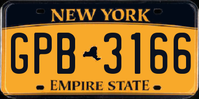 NY license plate GPB3166