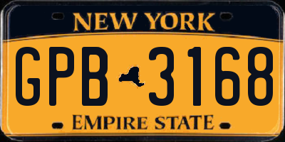 NY license plate GPB3168